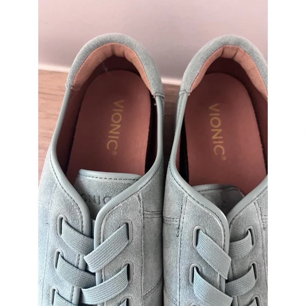 New! Vionic Turquoise Aqua Suede Women's 10 Shoes Sneakers Travel Casual W1